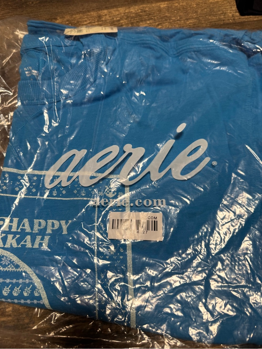 aerie Bright Blue Graphic Tee with White Logo
